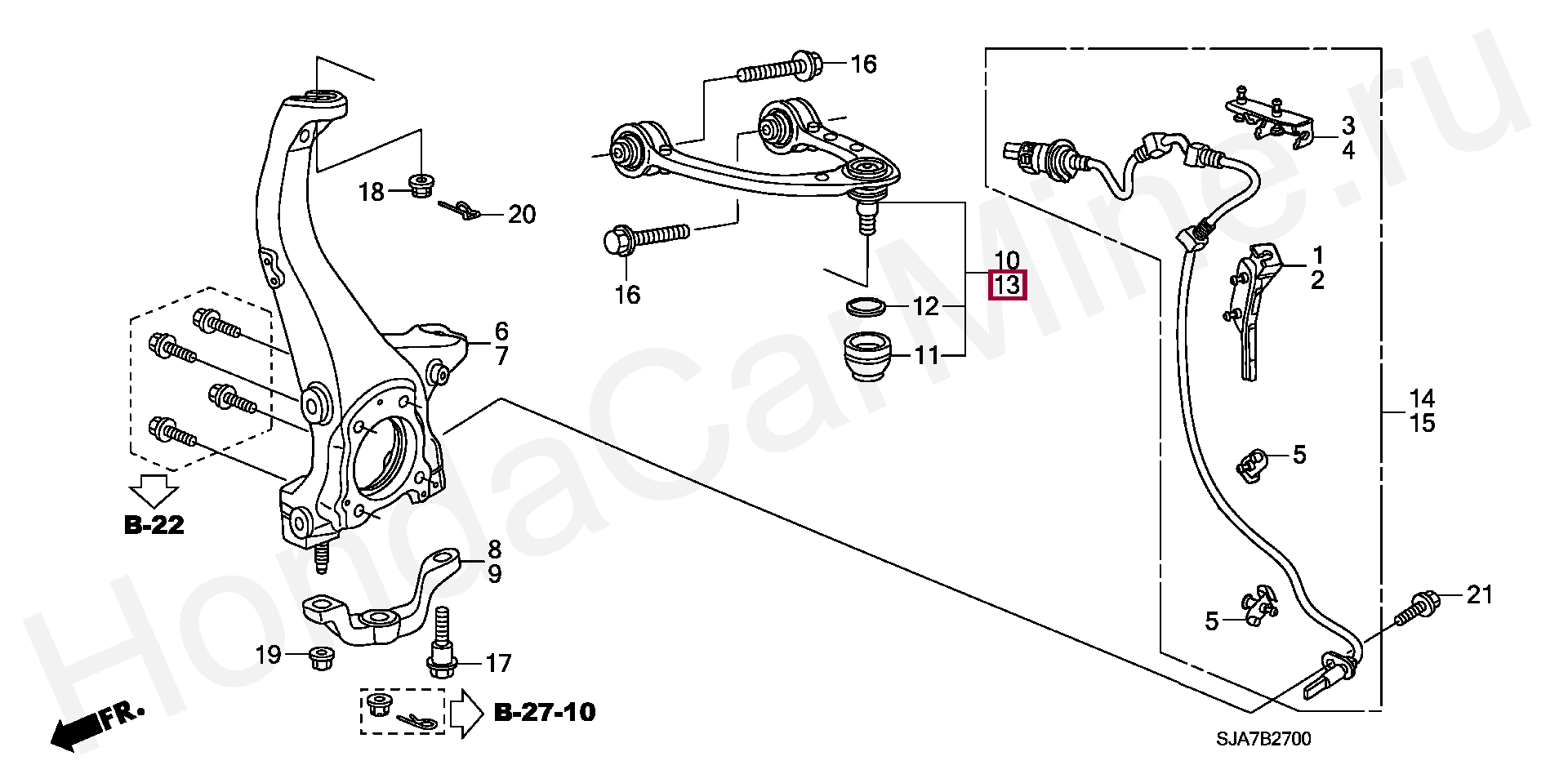 Рычаг верхний, левый, 51460SJA013