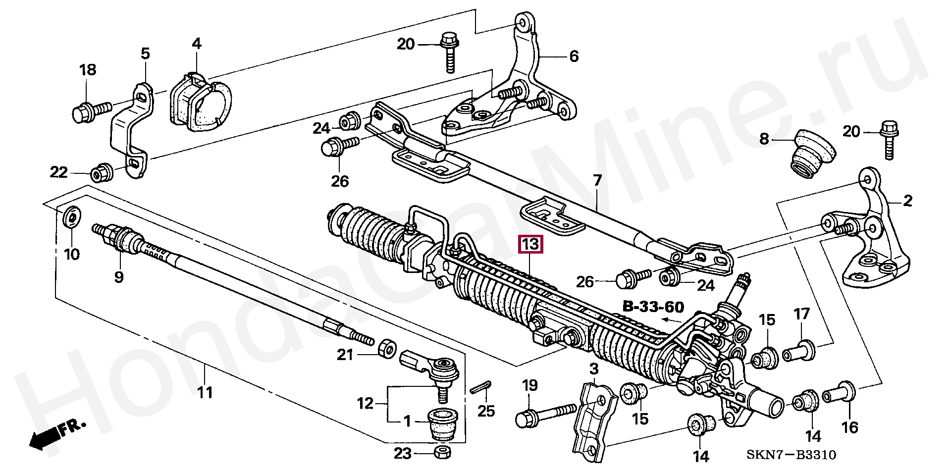 Схема рулевой рейки хонда срв 3
