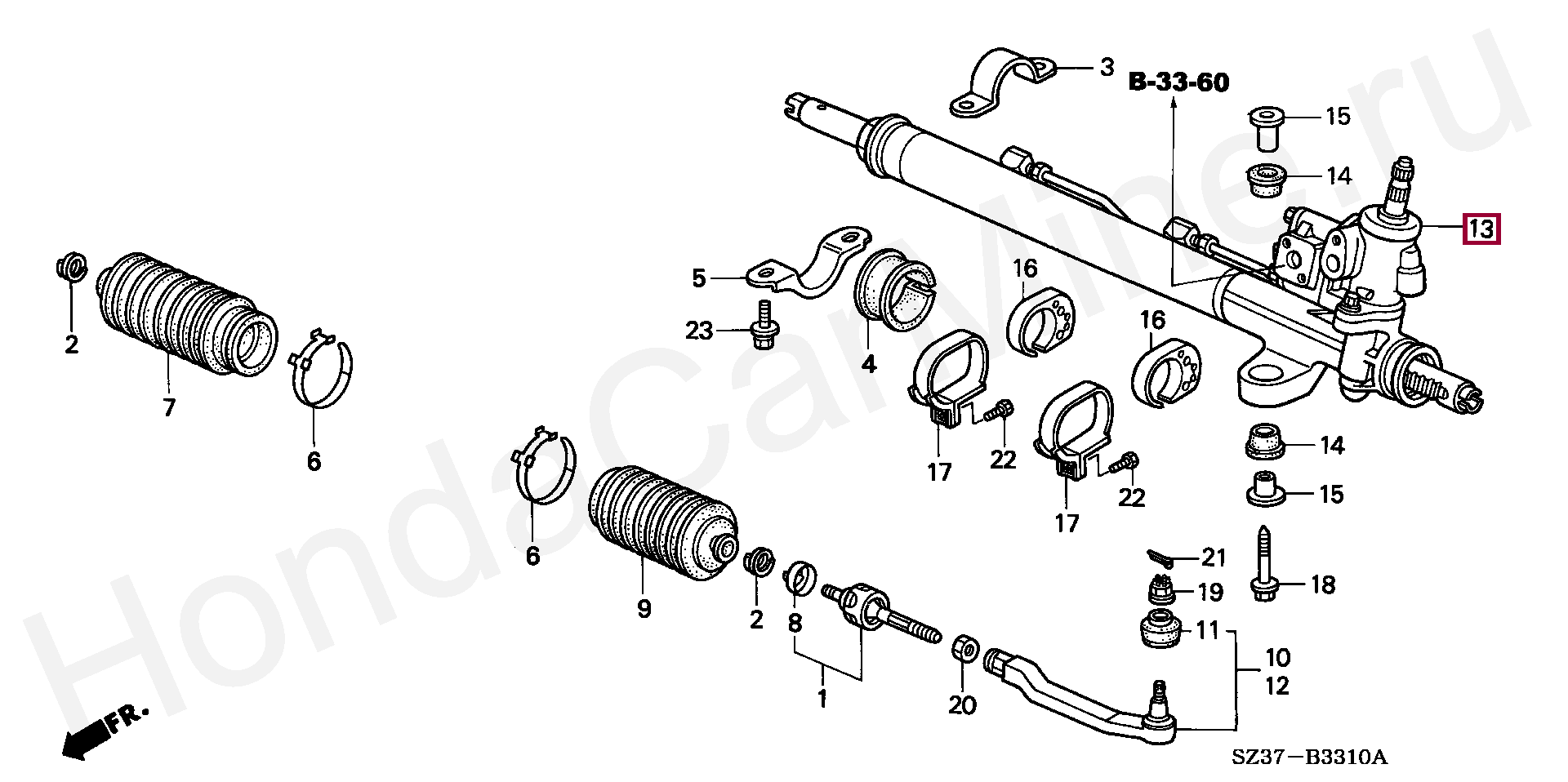 Схема рулевой рейки хонда срв 3