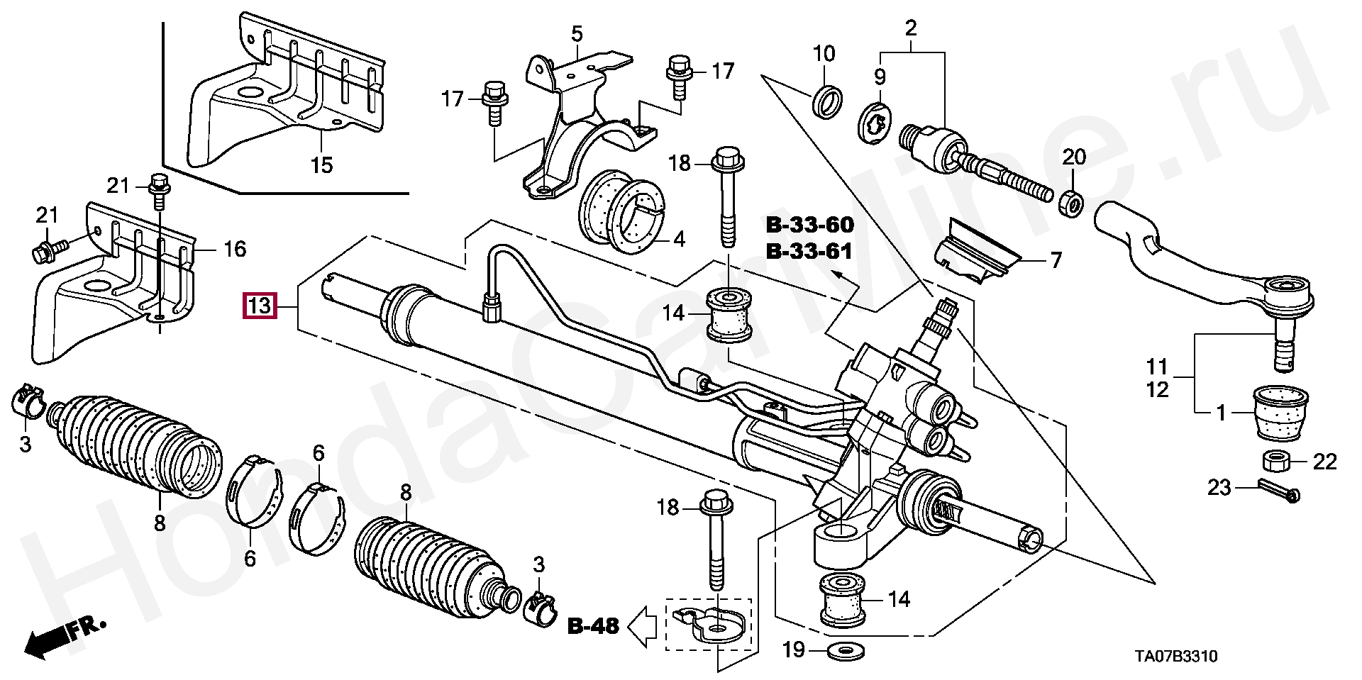 Схема рулевой рейки хонда срв 3