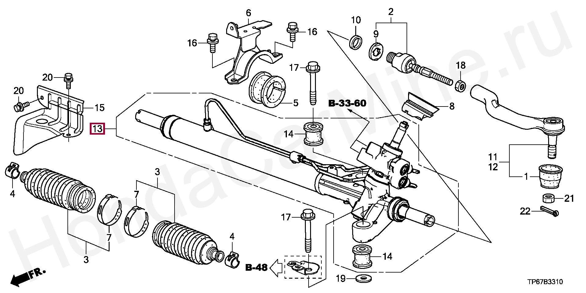 Схема рулевой рейки хонда срв 3