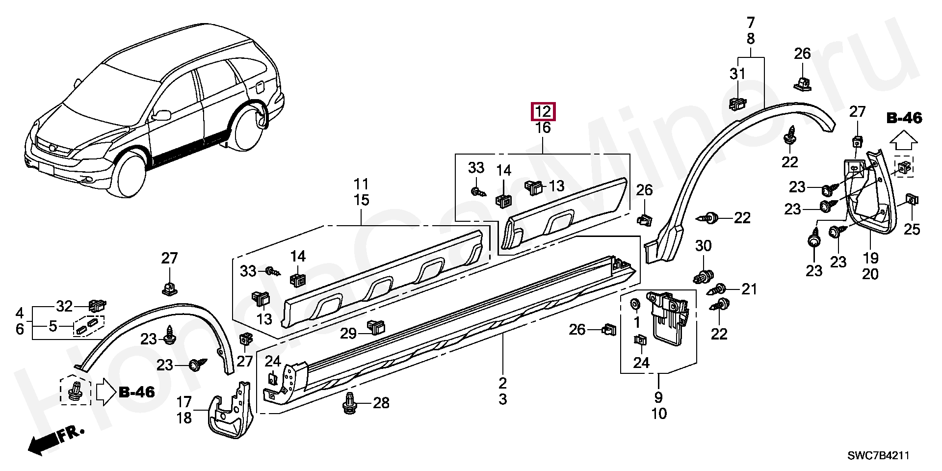 НАКЛАДКА ДВЕРИ ЗАДНЕЙ ПРАВОЙ, 75313SWWE01